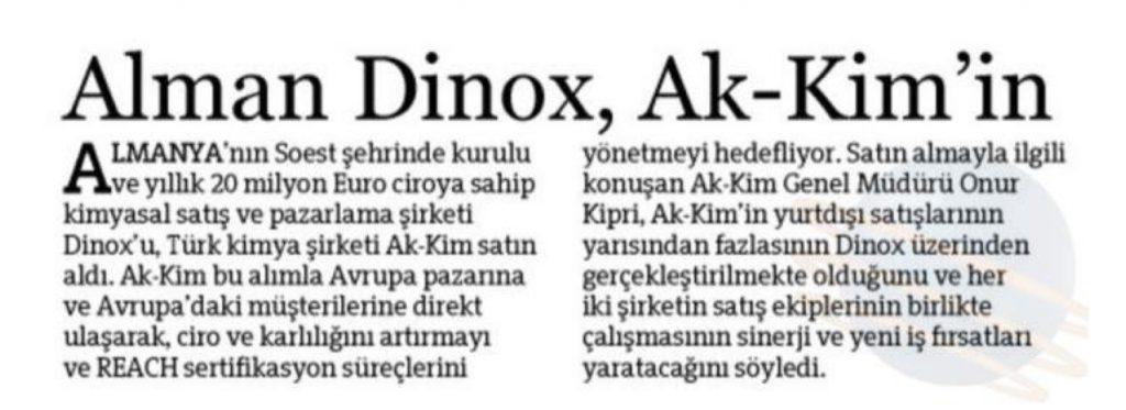 Alman Dinox, Akkim’in / Hürriyet 01 Mart 2017