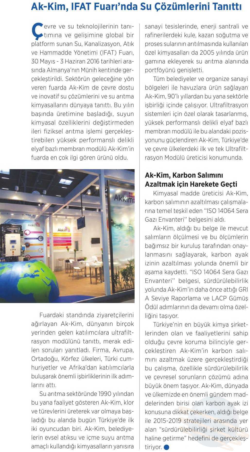 Akkim Presents its Water Solutions at IFAT 2016 / July 1 2016