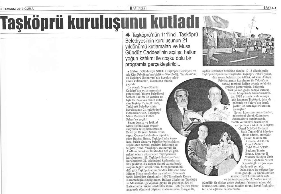 Taşköprü Kuruluşunu Kutladı / Haberci / Temmuz 2013