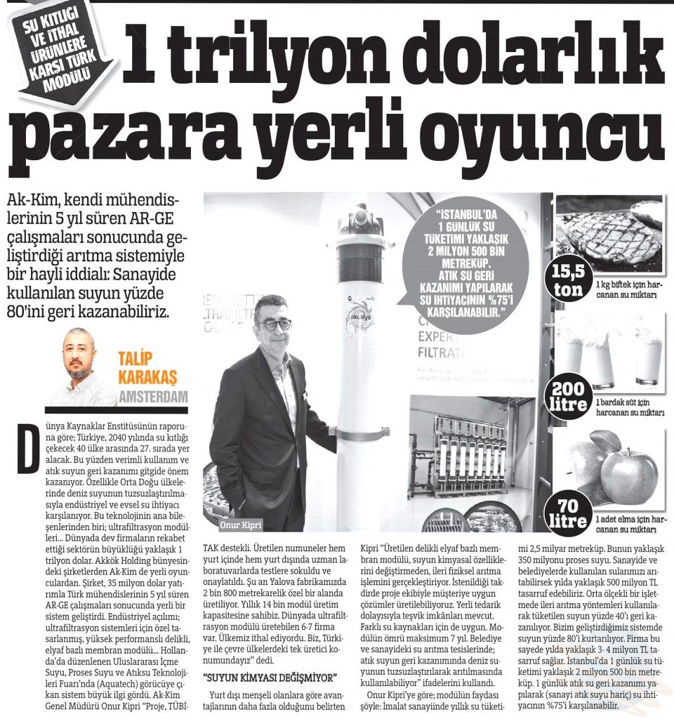 1 Trilyon Dolarlık Pazara Yerli Oyuncu / Türkiye Gazetesi – 11 Kasım 2017