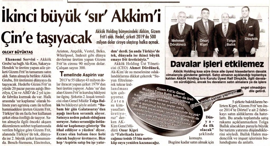 Akkim, Gizem Frit’i Satın Aldı / Cumhuriyet / 12 Ocak 2015