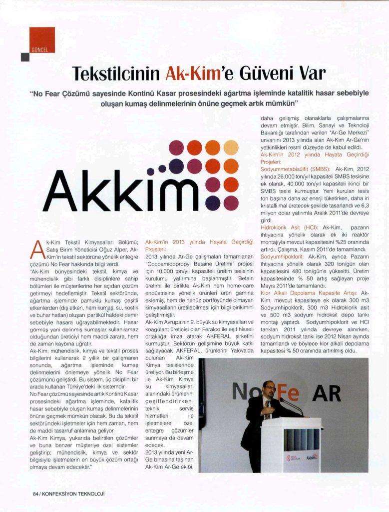 Tekstilcinin Akkim’e Güveni Var / Tekstil Konfeksiyon / 13 Mart 2014