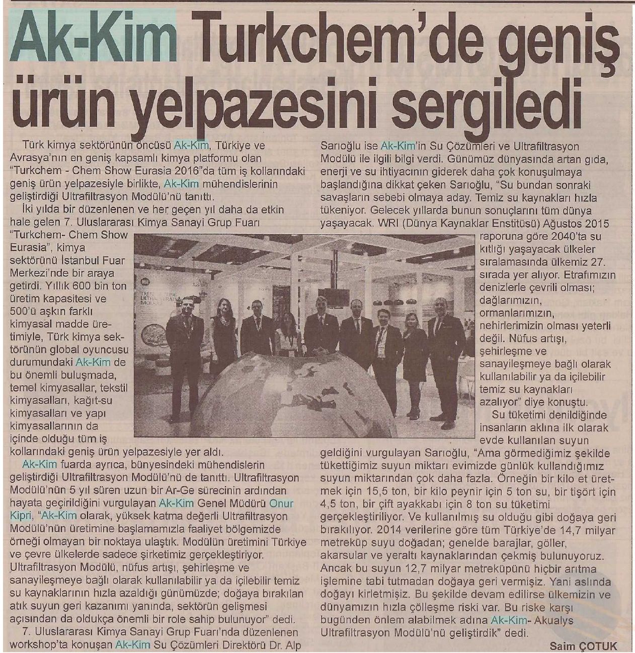 Akkim Turkchem’de geniş ürün yelpazesini sergiledi / Yalova – 21 Kasım 2016