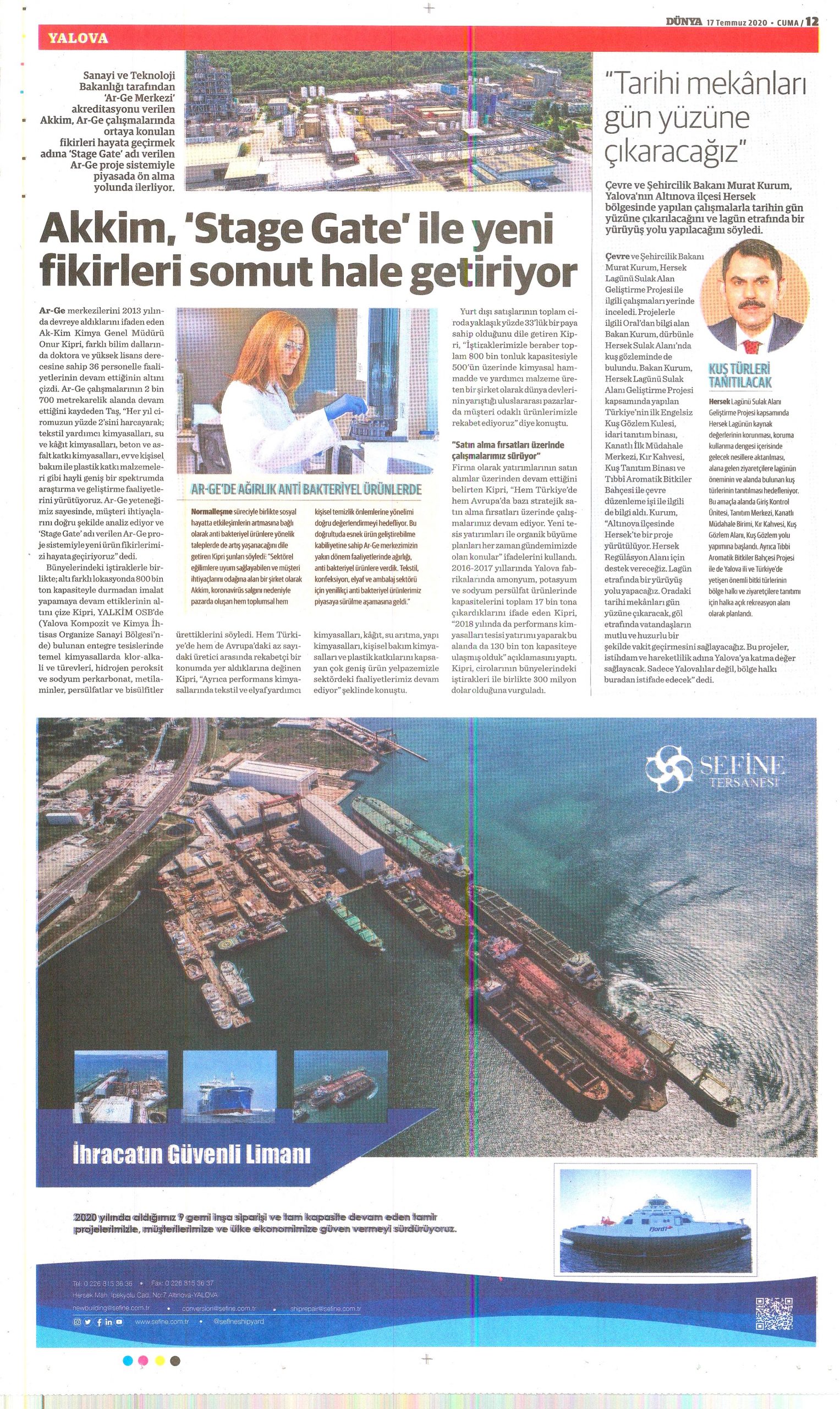 Akkim “Embodies New Ideas with Stage Gate / Dünya Newspaper – 15 July 2020