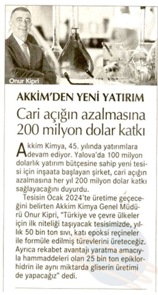 100 Million Dollars New Investment By Akkim Cumhuriyet 9 August 22 Akkim