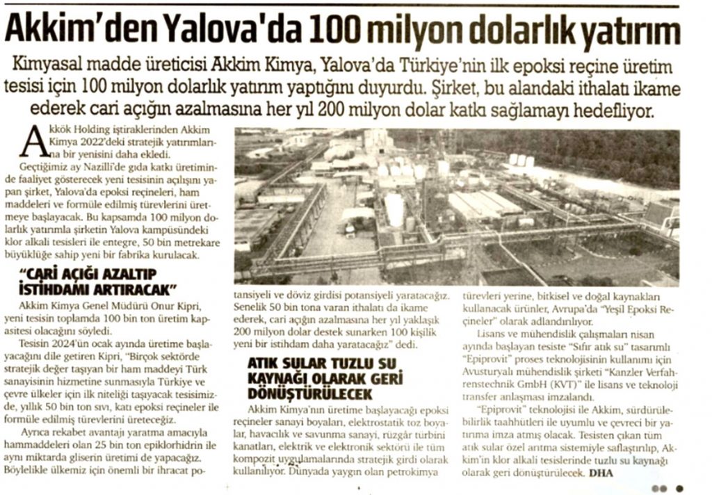 100 Million Dollars New Investment By Akkim Sancak 9 August 22 Akkim