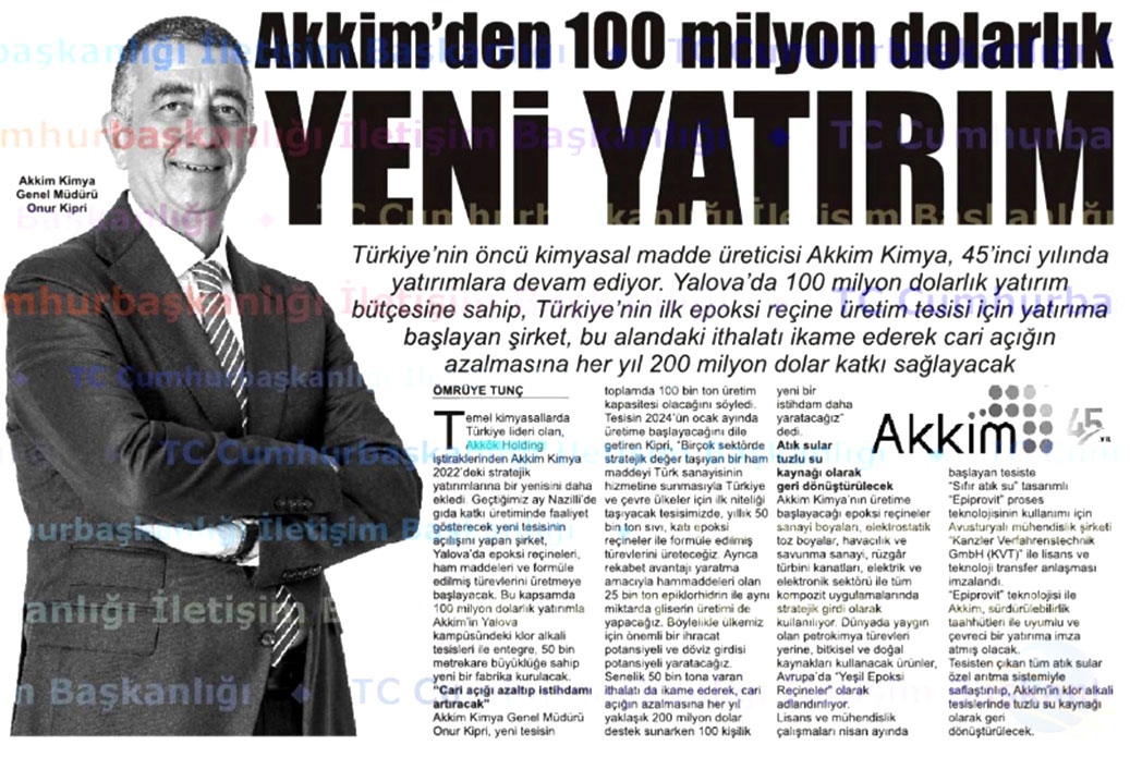 100 MILLION DOLLARS NEW INVESTMENT BY AKKIM / YALOVA HAYAT / 9 AUGUST 2022