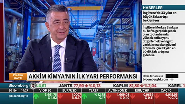 AKKİM’S CEO ONUR KİPRİ: “OUR NEW EPOXY RESIN PLANT INVESTMENT WILL BE THE FIRST IN TURKEY AND NEIGHBORING COUNTRIES” / BLOOMBERG HT PİYASA HATTI – SEPTEMBER 2022