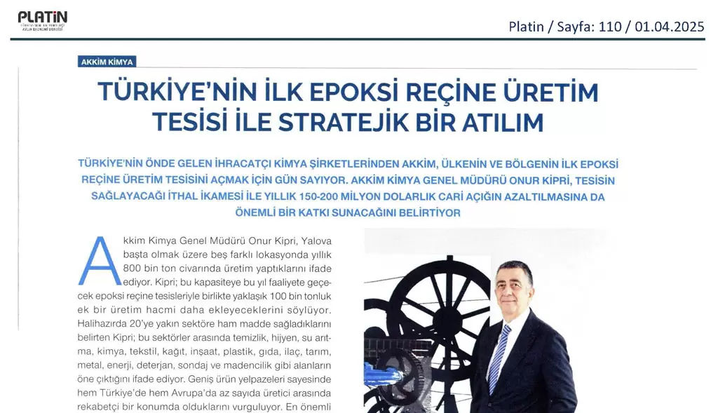 Türkiye’nin İlk Epoksi Reçine Üretim Tesisi – Onur Kipri